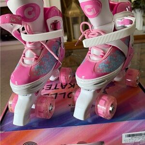 Gonex Pink and White High-Top Roller Skates Shoes with Supportive Design